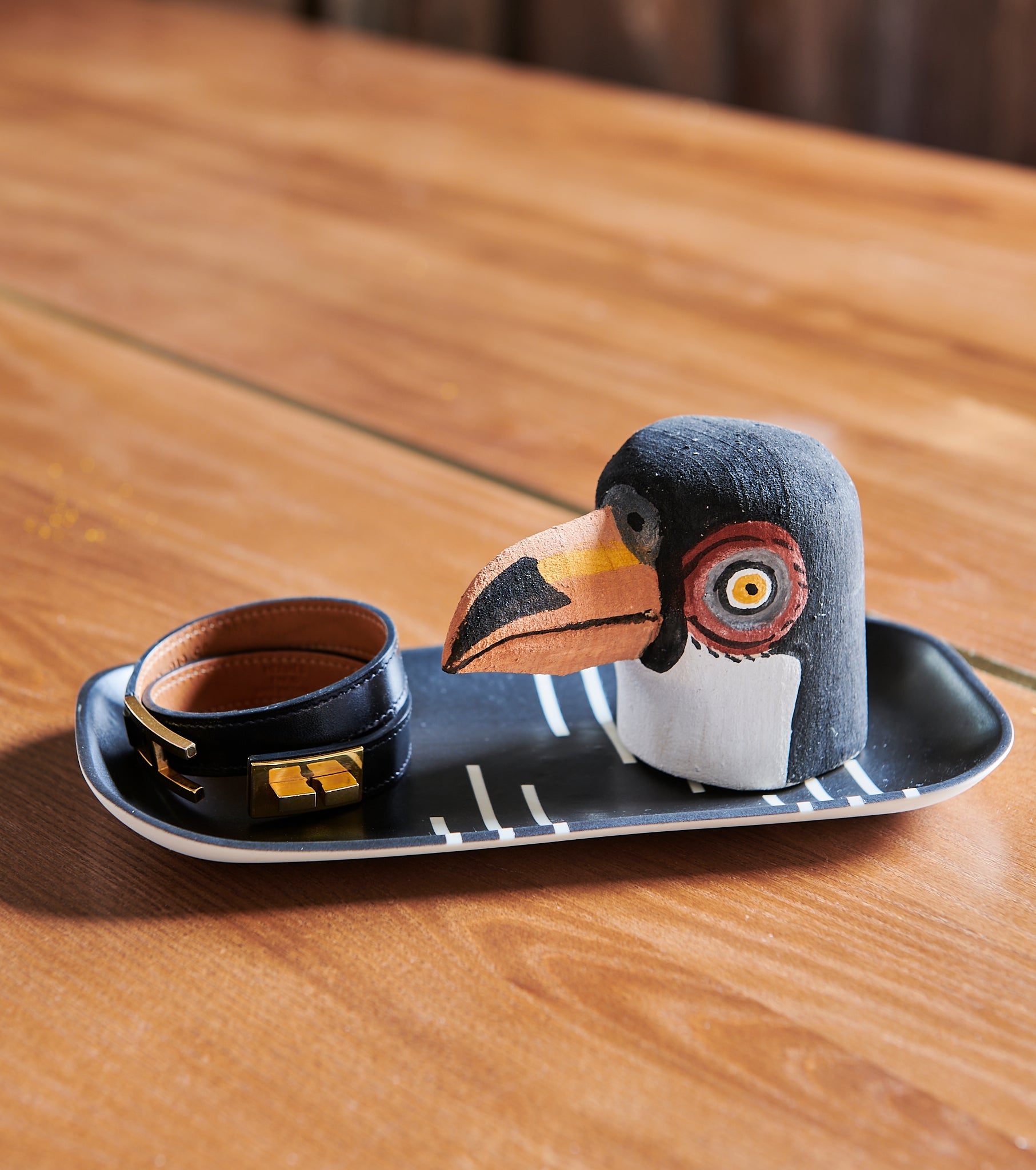 Handmade, hand carved wood, hand painted wooden animal heads.  One-of-a-kind, unique tabletop decor, sit-about home décor. Artisan made from Chané artisans in Argentina. Toucan.